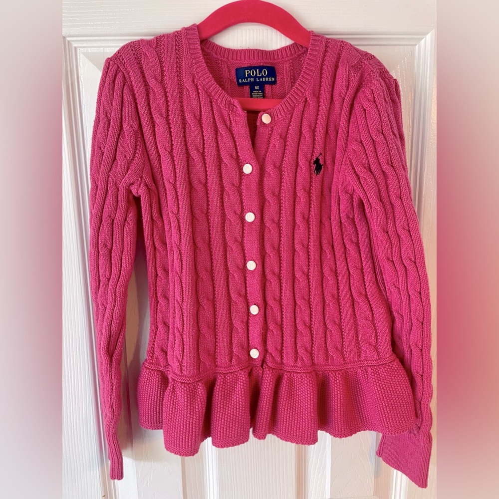 Girls size 6X Ralph Lauren sweater with peplum hem.